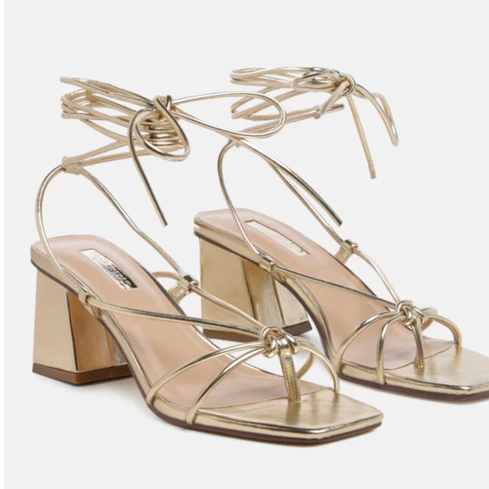London Rag Swan Lake Gold Block Heel